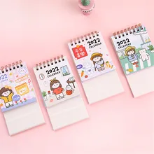 Calendrier de bureau Mini Kawaii en dessin animé 2022, 1 pièce, mignon, double agenda quotidien, planificateur annuel, papeterie, fournitures de bureau