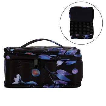 

17 Compartments Essential Oil Storage Case Bag With Flower Pattern Large Shockproof Oil Bottles Carrying HandBag For Travel Home