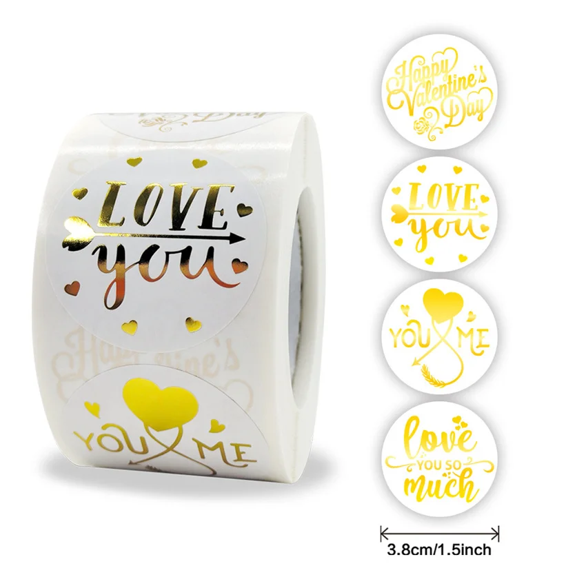 Pegatinas grandes de Feliz Día de San Valentín de 1,5 pulgadas, decoración de boda, pegatinas de amor, sobres con corazones transparentes, paquete de regalo, etiquetas de sello, decoración de fiesta