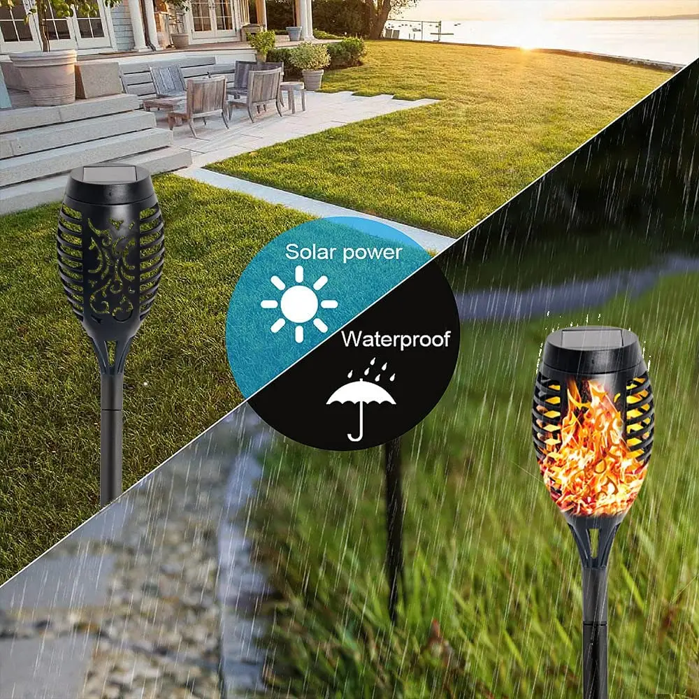 12LED Tiki Flickering Torch Solar Lights Waterproof Outdoor Mini Solar Flame Lights for Garden Patio Yard Pathway Decoration solar lights