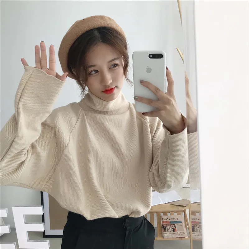 

Turtleneck Sweater Autumn and Winter Knitted Pullover Women's Sweater Casual Loose Long-Sleeved Jacket Sweater Women Christmas
