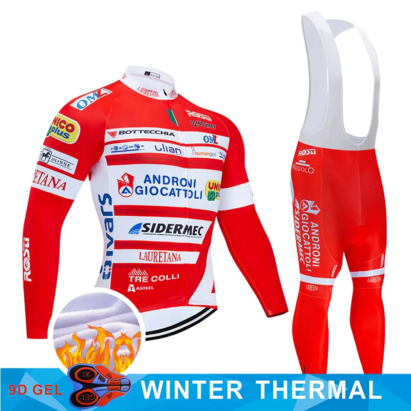 Pro Team Italia Велоспорт Джерси 9D набор MTB форма Красный велосипед одежда мужская зимняя теплая флисовая велосипедная Одежда для велоспорта - Цвет: Красный