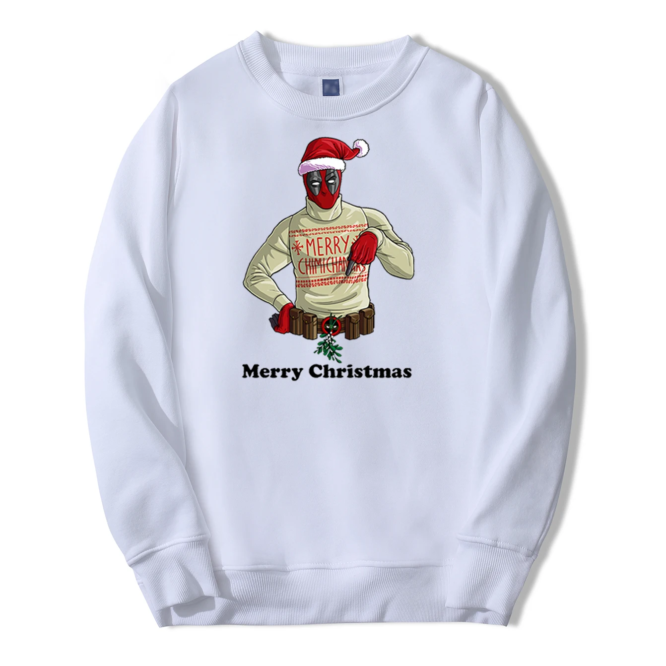 Merry Christmas Deadpool мужские толстовки с капюшоном, Повседневная флисовая уличная Осенняя толстовка, модные теплые толстовки с капюшоном на год - Цвет: White 1