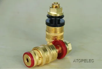 

4pcs CMC-878M-SE 24K Gold Plated Brass Speaker AMP Short Binding Post HiFi Banana Jack Socket Panel Chassis Mount Lock Fix