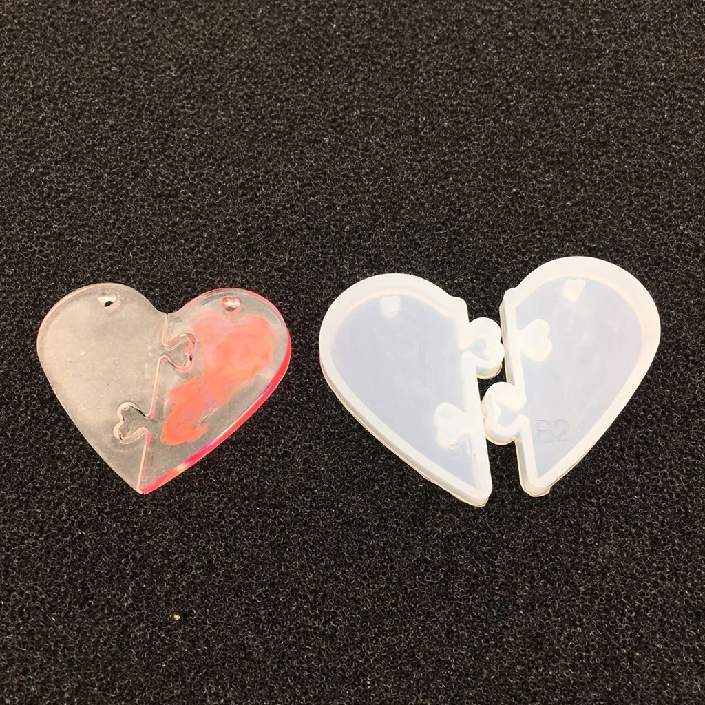 Jewelry Beading Casting Mold, DIY Handmade Silicone Mold, Clear Puzzle Heart Mold For Resin, UV Gel, Crystal, Heart Shape Gift