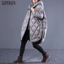SuperAen, зимняя Новинка, корейский стиль, теплые парки, пальто для женщин, свободные, размер Pluz, женские парки, пальто с капюшоном, плотная женская одежда