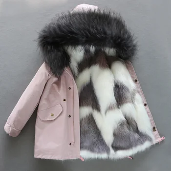 

-30 Degrees Winter Girls Fur Jacket Warm Thick Boys Coats Hooded Teenage Children Outwear Parka 2020 Unisex Windbreaker Clothes