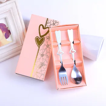 

200pcs Spoons and Forks in Gift Box Perfect Pair Coffee Tea Dining Tableware Set Party Souvenirs Wedding Gifts for Guest