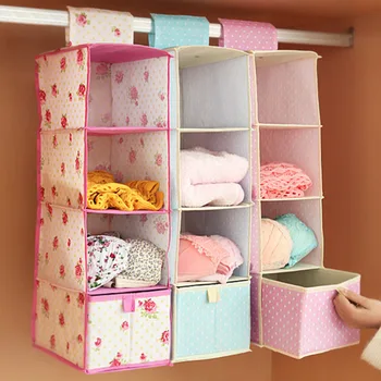 

4 Layers Storage Hanging Bag with one Drawer Bedroom Wardrobe Space Saving Organizer Clothing Bra Underwear Socks Storage boxes