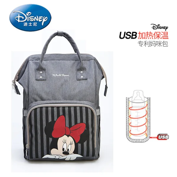 Disney дорожная пеленка сумка Bolsas Maternidade коляска с водоотталкивающим покрытием сумка USB Электрический нагреватель для бутылок мумия рюкзак подгузник сумка - Цвет: B02