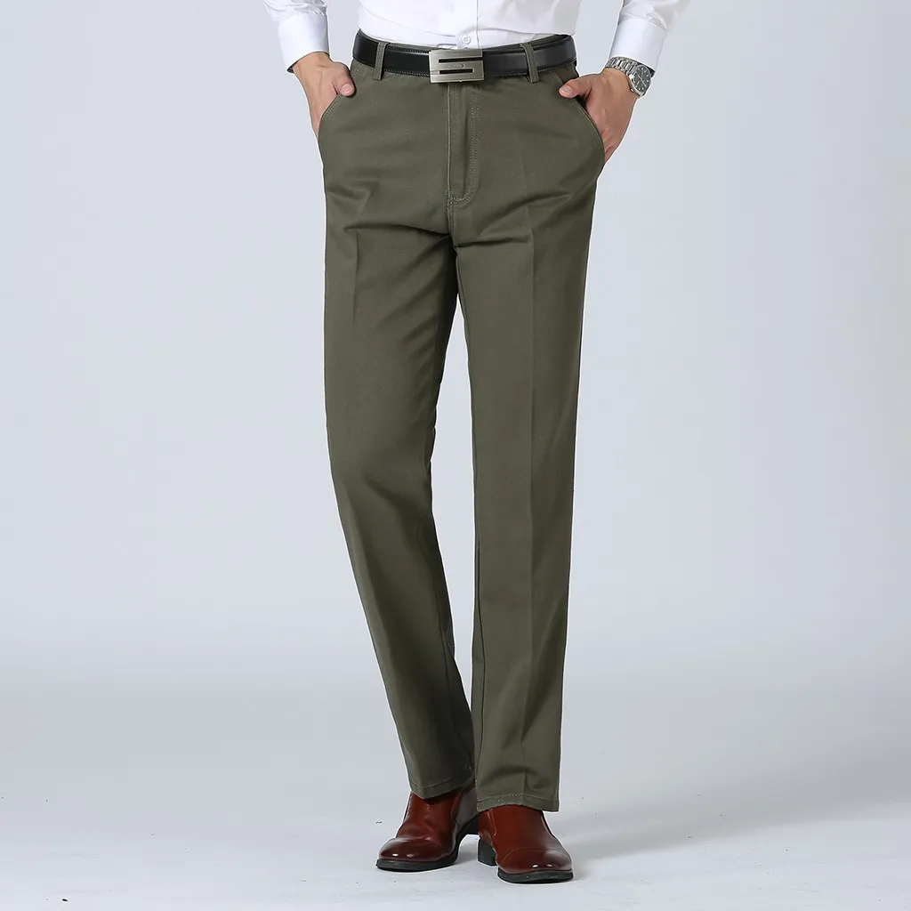 Деловые штаны для мужчин, мужские однотонные деловые брюки, повседневные узкие брюки с высокой талией, удобные высококачественные строгие брюки