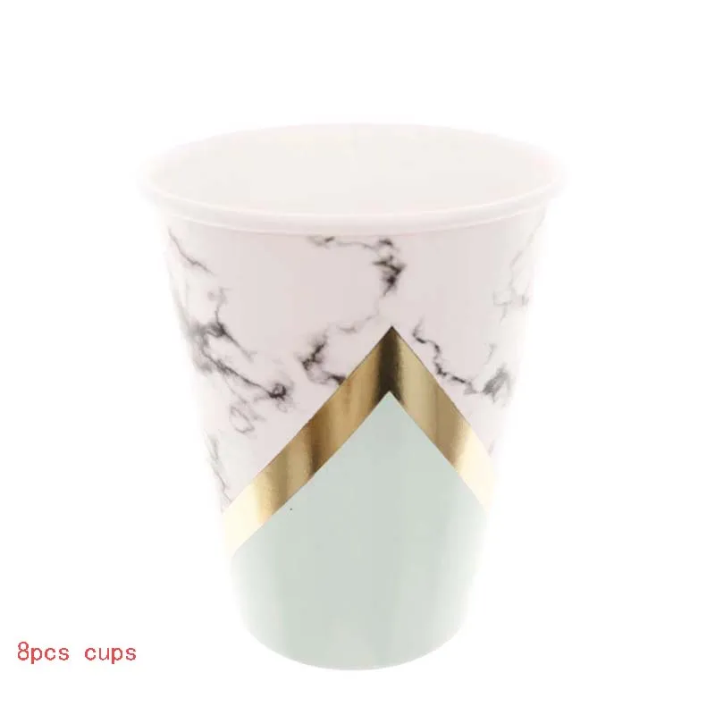 Рождественские мраморные бумажные тарелки из золотой фольги, Детские вечерние одноразовые столовые приборы, свадебные украшения, товары для дня рождения - Цвет: cups