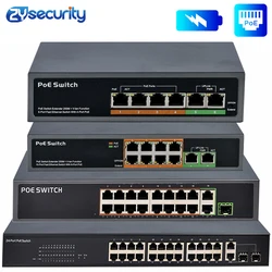 Commutateur Ethernet Poe 48V, 4, 8, 16 ou 24 ports, point d'accès sans fil, 250M, IEEE 802.3, af/at, Power over Ethernet, pour caméra IP 