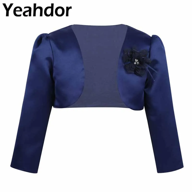 

Kids Girls Long Sleeves Bolero Jacket Shrug Short Cardigan Sweater Dress Cover Up Flower Girls Dress Wrap Jacket for 9 Months-10