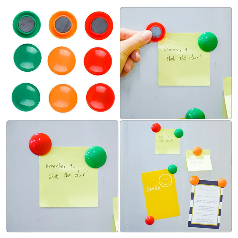 

Colorful Circular Plastic Fridge Magnets Refrigerator Magnetic Nail Whiteboard Magnetic Sticker Home Decor Kitchen Decoration