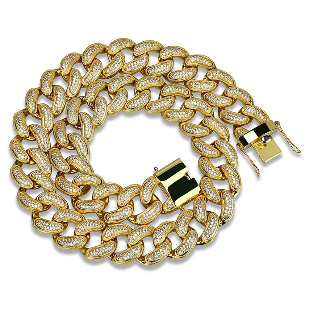 

Europe And America Hip Hop Men 28 Size Chain Necklace High-End Micro Zircon Cuba Pendant Gold And Silver Two-color Cuba Pendant