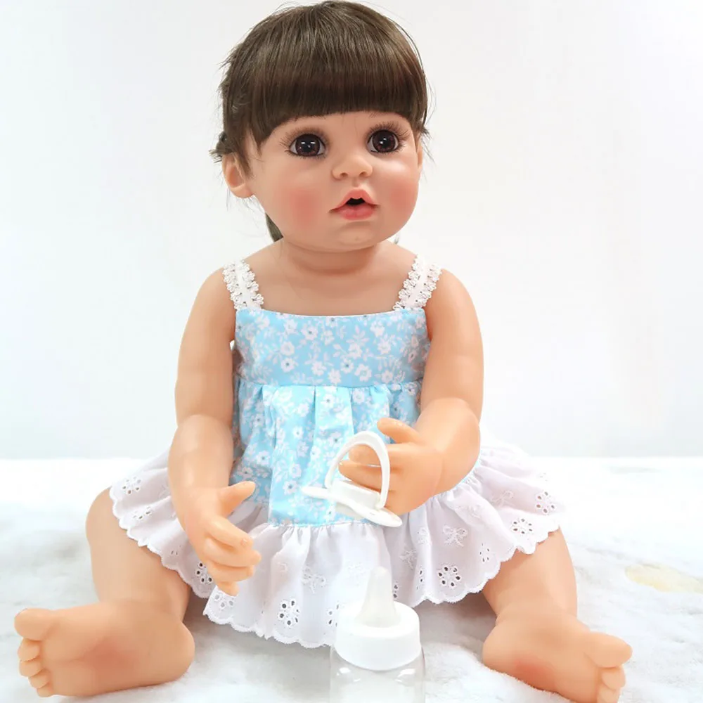 Кукла DollMai эксклюзивная кукла bebe reborn для маленьких девочек жива полная силиконовая виниловая Кукла reborn Детские куклы игрушки для детей playmate - Цвет: Синий