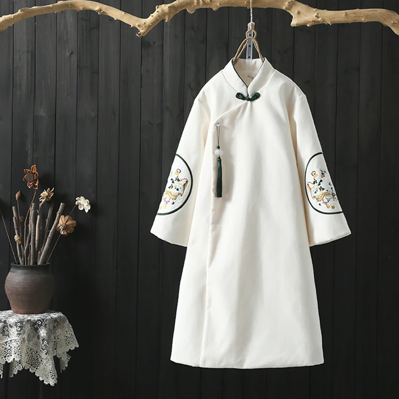 elegant women cheongsam thick chinese dress oriental vintage embroidery dresses traditional qipao dress ladies vestidos - Цвет: color1