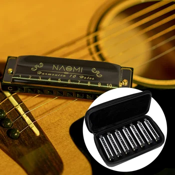 

NEW-NAOMI 7PCS for Harmonica Blues Band Harmonica Set with Case C,D,E,F,G,A,Bb