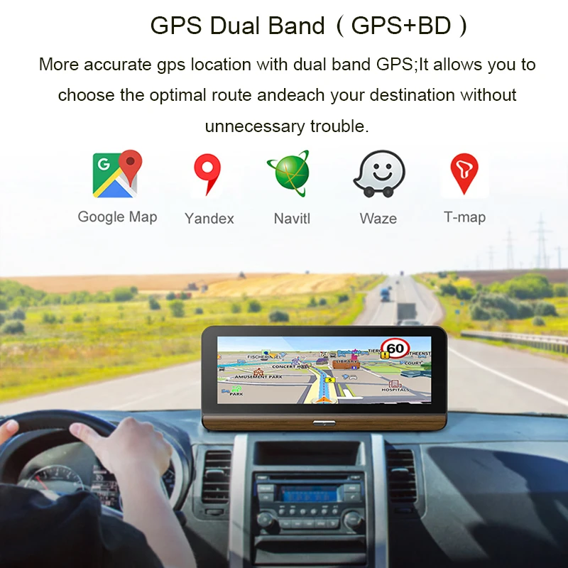 Anfilite 8 дюймов ADAS Автомобильный видеорегистратор Камера с записью gps трек Dash Cam РЕГИСТРАТОР видео рекордер 1080P ночное видение две камеры s