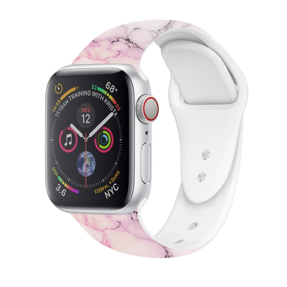 40mm 44mm Silicone Christmas Band For Apple watch 5 4 3 2 1 Bands Floral Printed Strap for iWatch Series 5 4 3 2 38mm 42mm Gifts