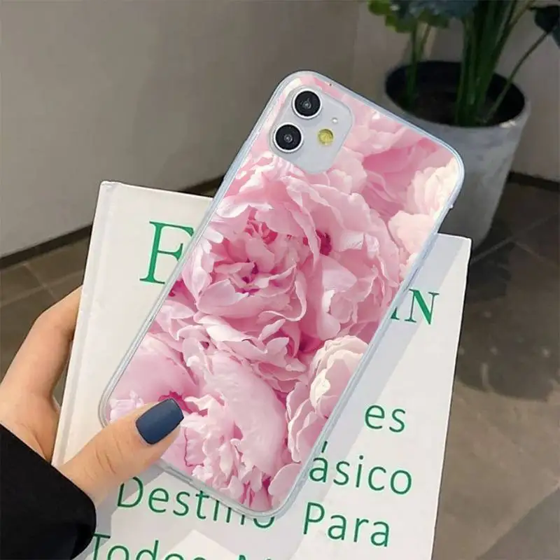 Elegant Pink Purple Peony Flower On the Vase Phone Case for iphone 13 8 7 6 6S Plus X 5S SE 2020 XR 11 12 pro XS MAX
