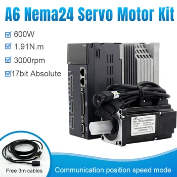 

Single 220V~240V Phase Nema24 60mm 600w 1.91n.m 60ST-01930 3000rpm 17bit absolute brushless ac servo driver servo motor kit