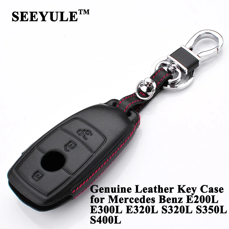 

1pc SEEYULE Genuine Leather Car Key Case Cover Shell Storage Bag Protector for Mercedes Benz E200L E300L E320L S320L S350L S400L
