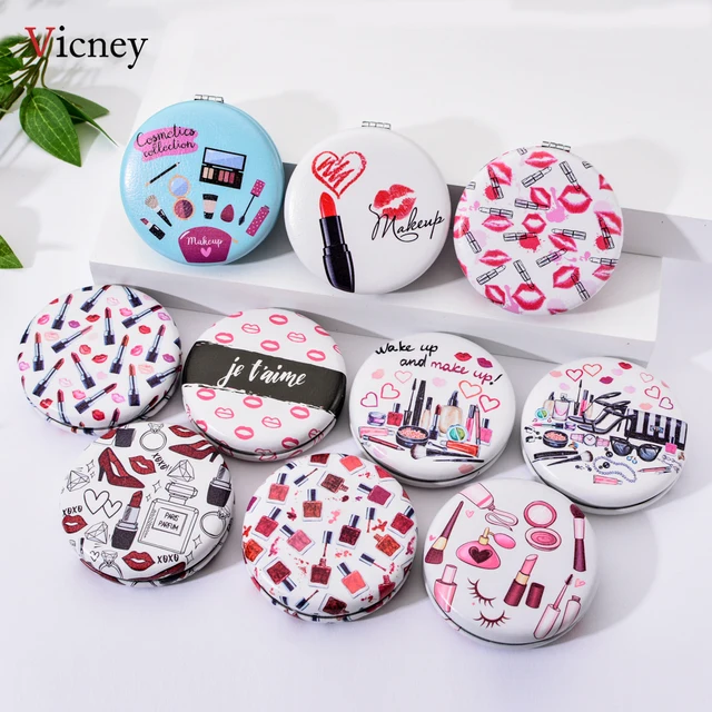 $US $3.10 Vicney Arrival Portable Makeup Mirror Fashion Cute Lipstick Pattern Round Double Side Pock