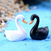 Simulation Animal Toy Black White Lifelike Swan Ornament Micro Landscape Decor E65B
