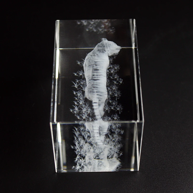 3D Laser Engraved Cube K9 Crystal Tiger Image Sculpture White DIY Souvenir Crafts 5