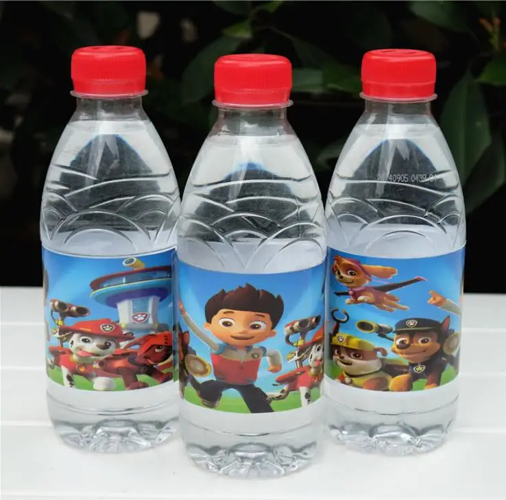 6Pcs bottle sticker 24 шт Paw Patrol торт карты фрукты плагин детей день рождения принадлежности - Цвет: 6Pcs bottle sticker