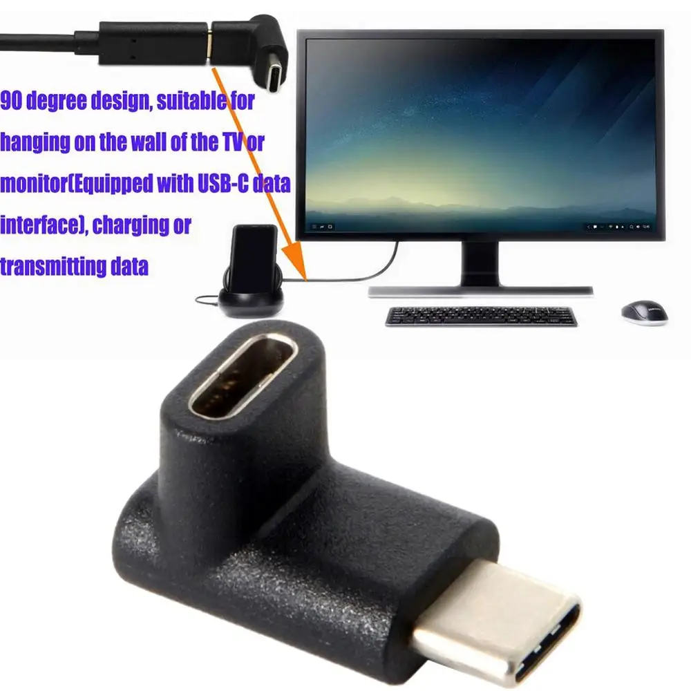 

Type C Adapter Type-C Male To Female Converter Connector 90 Degree USB-C Angle Adapter For Phone/ PC