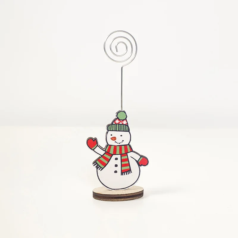 Милый деревянный Санта-Клаус, олень, пингвин, зажим для заметок, рождественское настольное украшение, креативное детское фото-клипса, детская игрушка, рождественский подарок, Декор для дома, вечерние - Цвет: Snowman