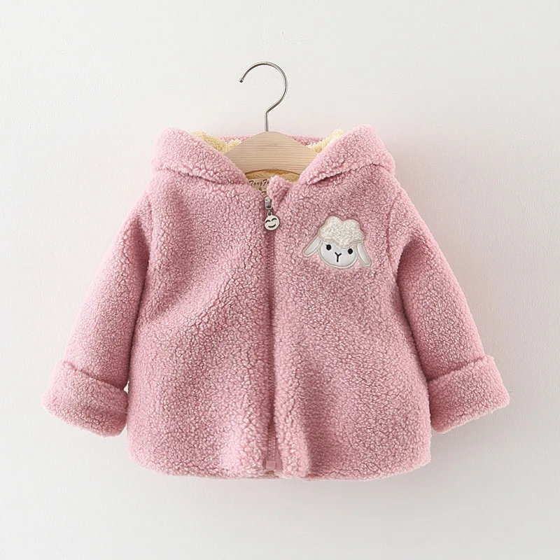 

2019 Female Baby CHILDREN'S Jacket plus Velvet Hooded Berber Fleece Fall And Winter Clothes Infants CHILDREN'S Jacket Children o