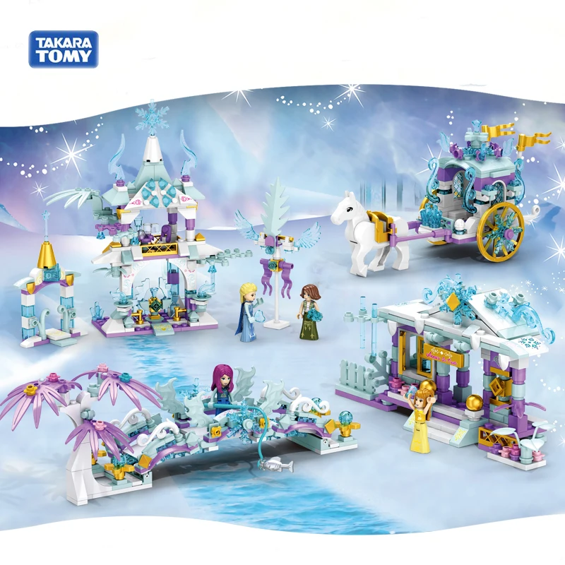 LEGOED Blocks Toy Legoed Building Frozen 2 Blocks 2019 Ice Castle Cinderella Children's Puzzle 4-in-1 Assembling