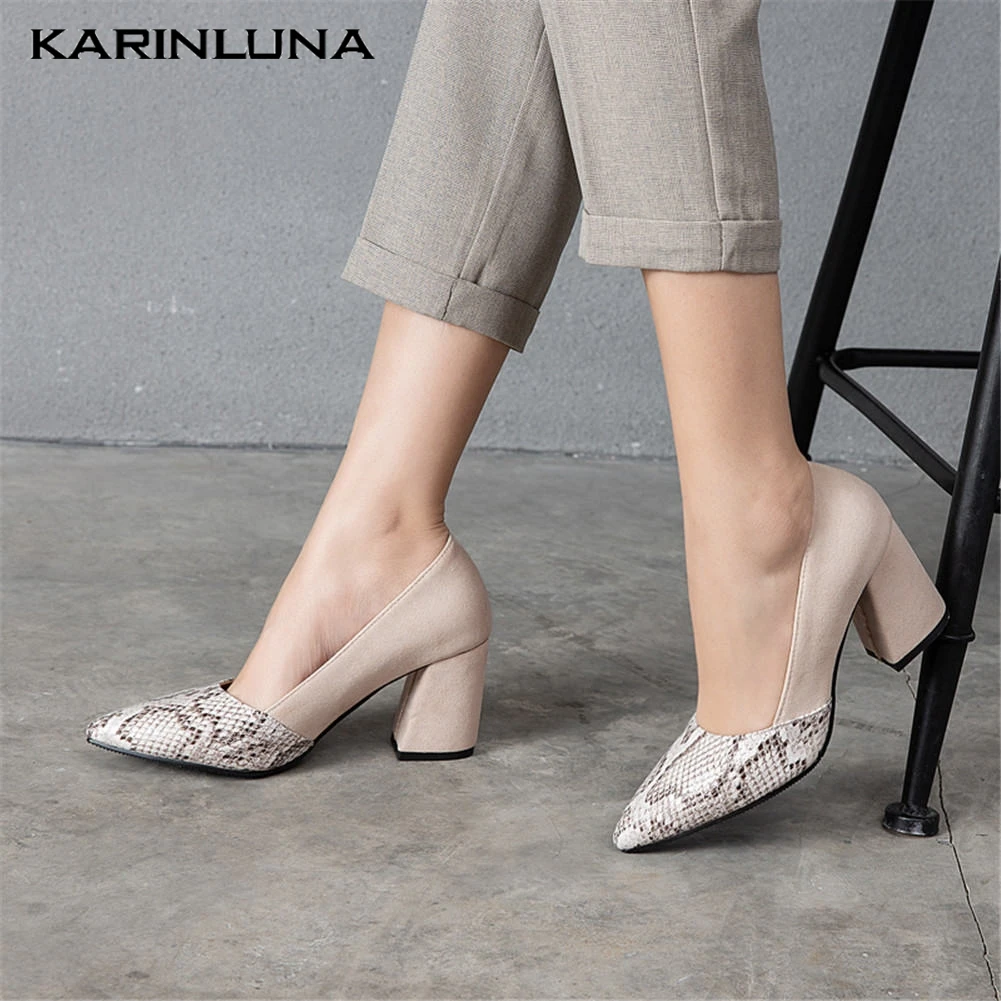 

Karinluna New Dropship Plus Size 46 High Heels Women Shoes Woman Party Elegant Pointed Toe Slip On Office Lady Pumps Female