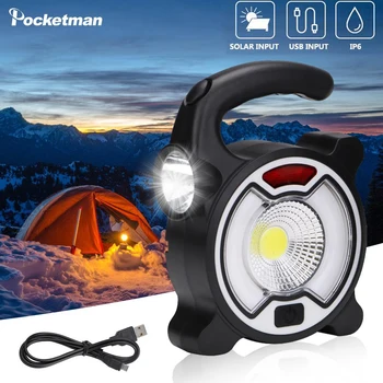 

USB/solar charging Lamp Solar Work Light 4 modes Hanging Camping Lantern Spotlight Searchlight With Built In Battery Tent Light