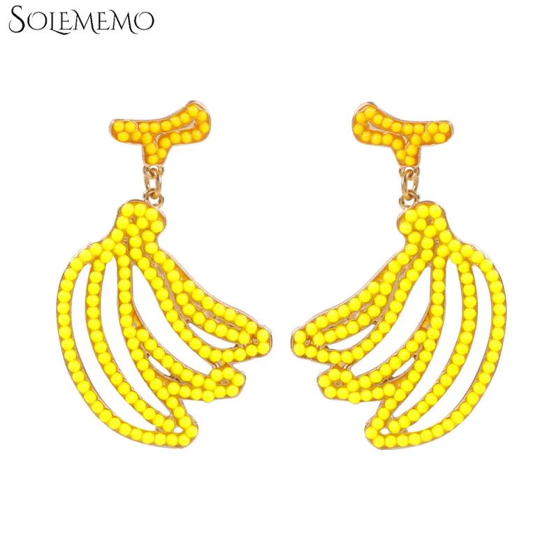Трендовые новые желтые бусы серьги-подвески с бананом для женщин и девочек