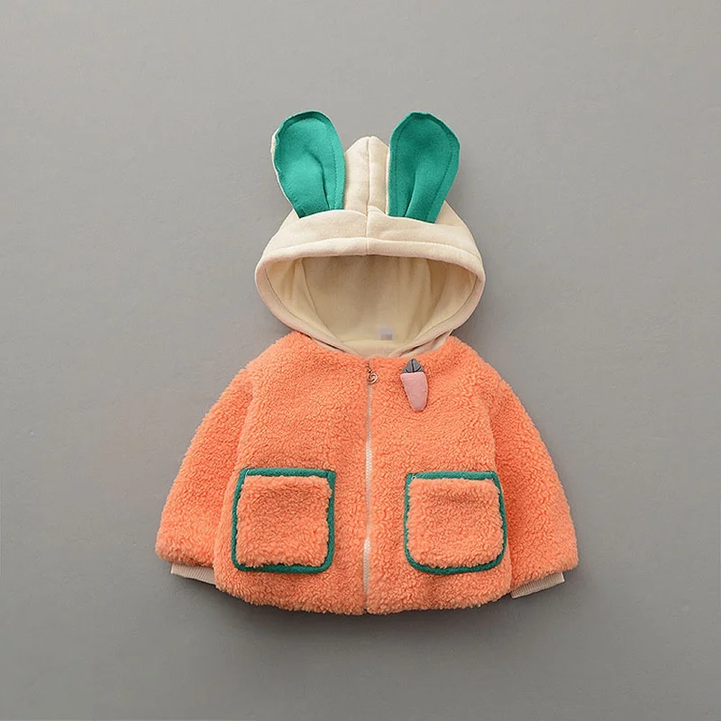 Зимние парки из плотного вельвета и флиса для мальчиков и девочек; коллекция года; теплая верхняя одежда с капюшоном и ушками для маленьких детей; куртка; Casaco S10235 - Цвет: Orange