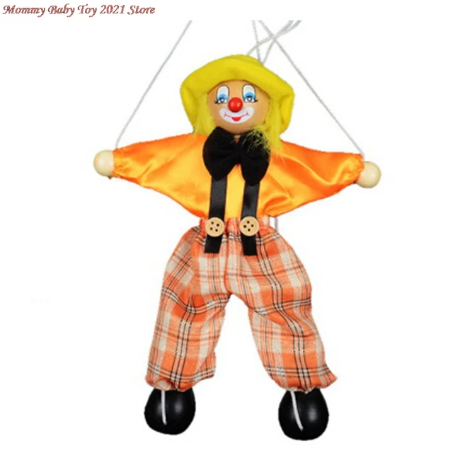 25cm Vintage Muppets Baby Toys Hand Finger Puppets Clown Wooden Marionette Toy Joint Activity Doll Funny Traditions Classic Toy 4