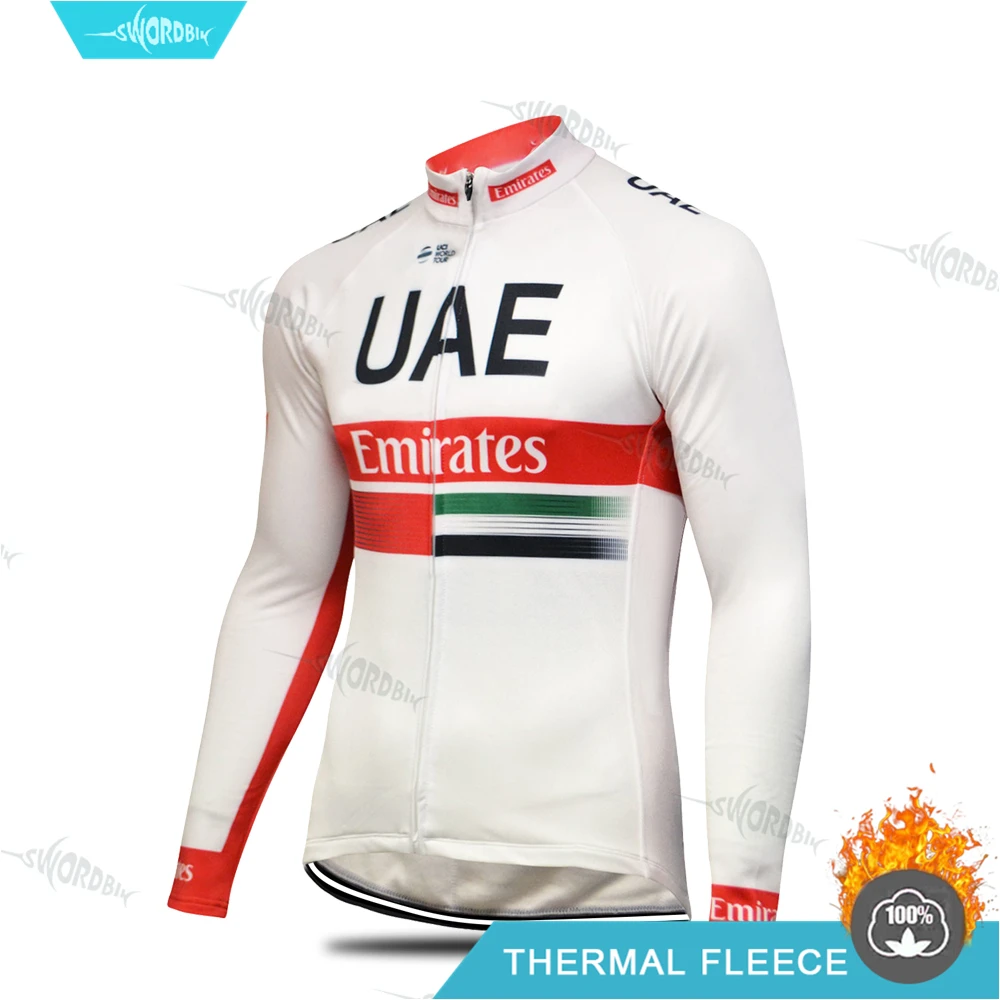 Комплект велосипедной одежды UAEing Pro Team с длинными рукавами для мужчин, зимняя одежда для велоспорта, Теплая Флисовая одежда, Ropa Ciclismo Hombre - Цвет: Cycling Jersey
