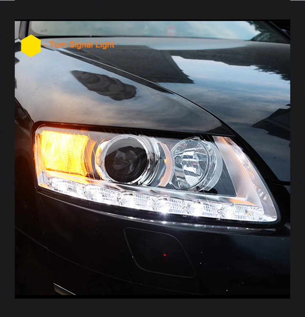 Пара для Audi A6 светодиодный фары 2005-2011 A6 HID фары биксеноновые фары Противотуманные фары Дневные ходовые огни двойные линзы