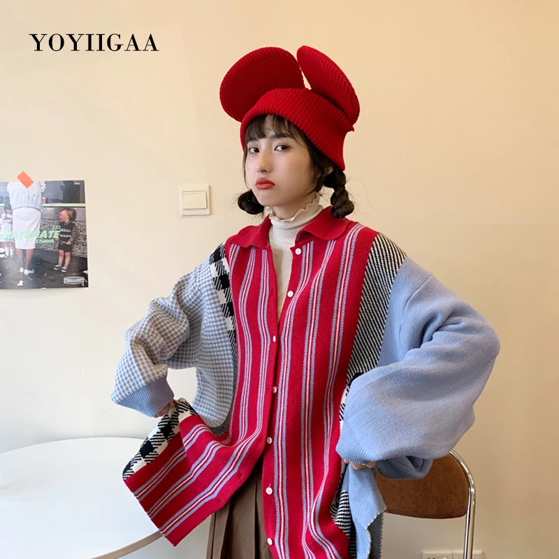 Women's Sweaters Autumn Winter Cardigans Single Breasted Women Sweater Fashionable Stripe Mid-length Female Sweaters Tops Women's Sweaters Autumn Winter Cardigans Single Breasted Women Sweater Fashionable Stripe Mid-length Female Sweaters Tops
