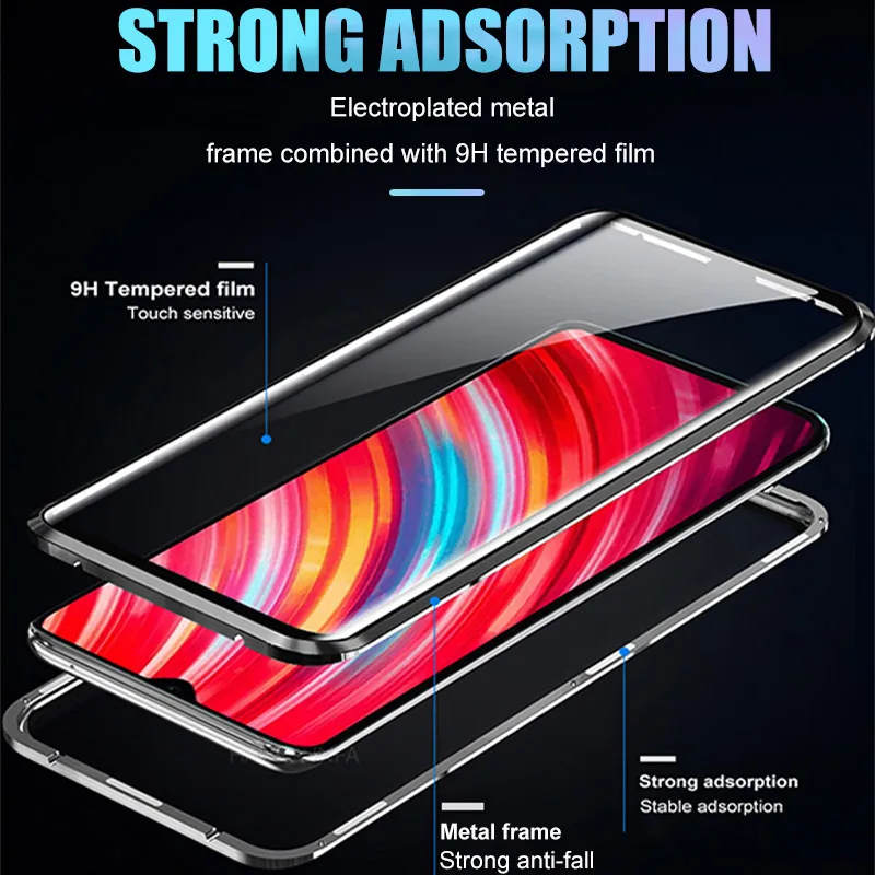360 металлический магнитный чехол для телефона Xiaomi Redmi 8 8A Note 8 7 K20 Pro Полное покрытие стеклянная крышка для Xiaomi 9 9e 9T CC9e Fliq чехол s