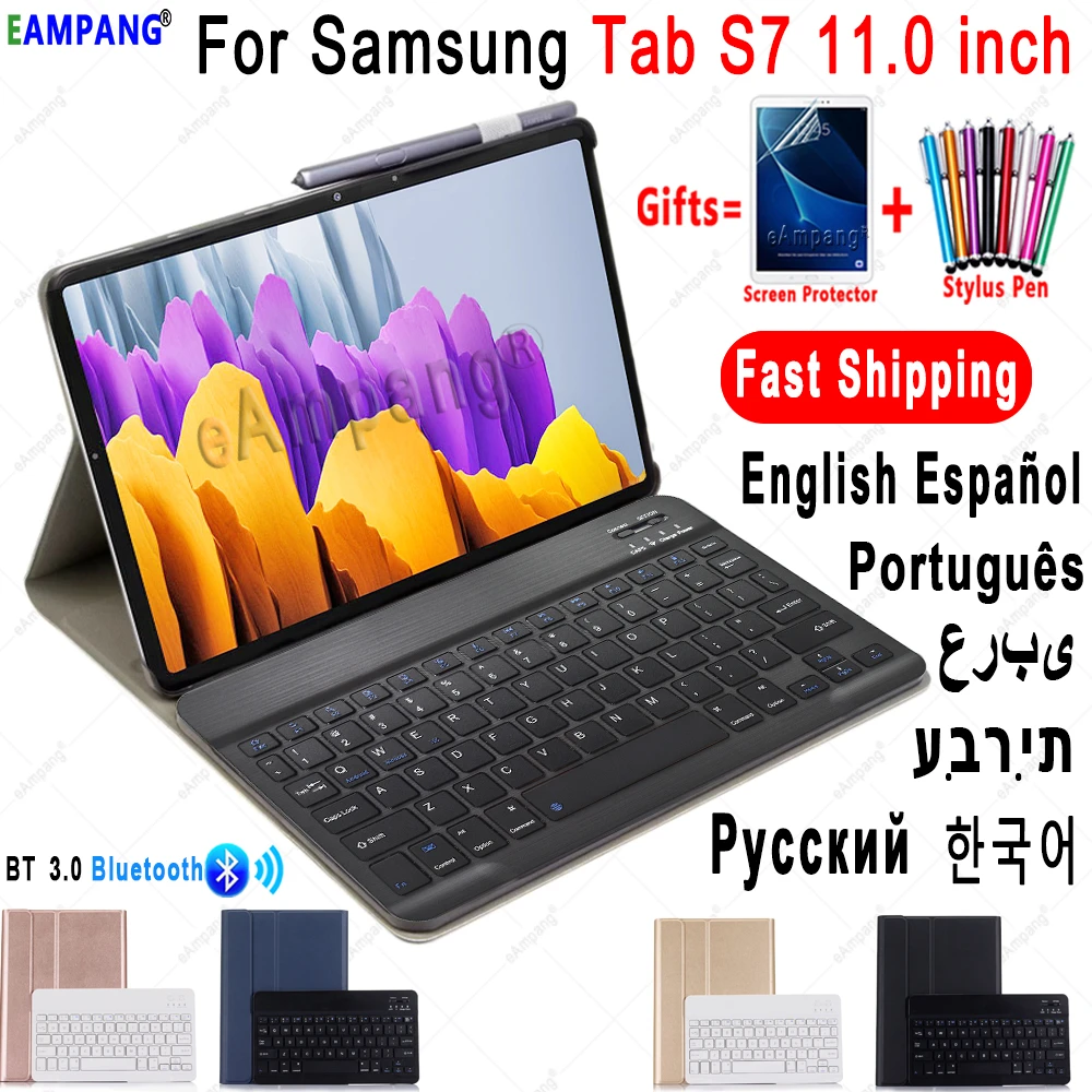 Case For Samsung Galaxy Tab S7 11 Keyboard Case T870 Sm T875 Sm T876 Cover Russian Spanish English Bluetooth Keyboard Funda Case Tablets E Books Case Aliexpress
