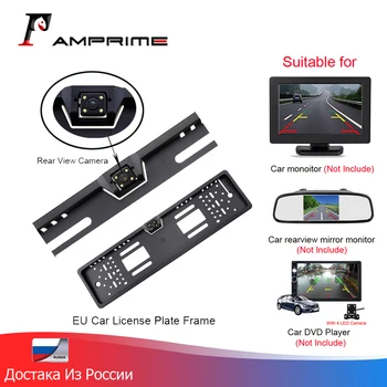 

AMPirme Waterproof European License Plate Frame Rear View Camera Auto Car Reverse Backup Parking Rearview Camera Night Vision