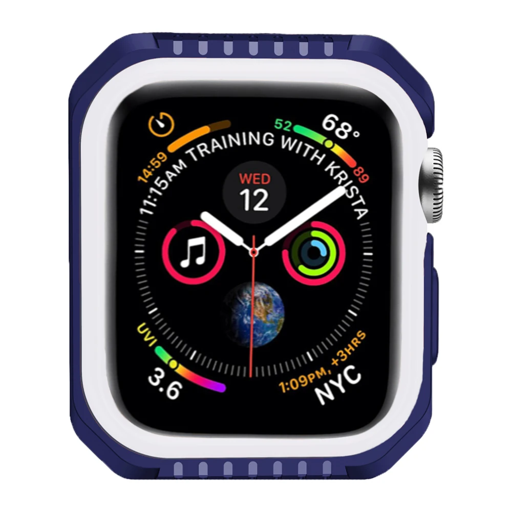 Силиконовый+ PC чехол для Apple Watch 42 мм 38 мм защитный бампер чехол для iWatch серии 5 4 3 2 1 40 мм 44 мм аксессуары для ремешка часов - Цвет: Blue White