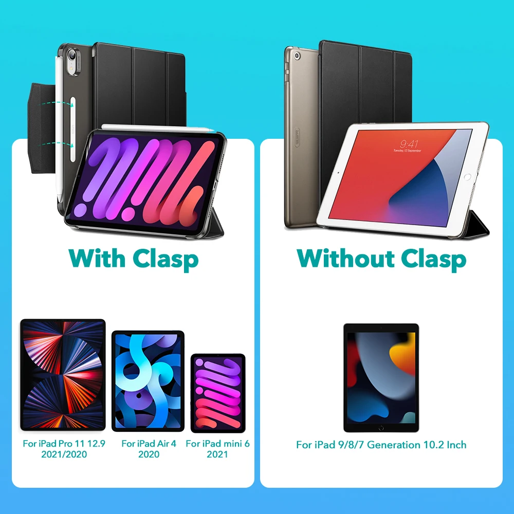 ESR for iPad Pro 12.9 for iPad Air 4 5 Case Pro 11 Mini 6 Case 9 8 7 Back Cover 12 9 for ipad case tablet case
