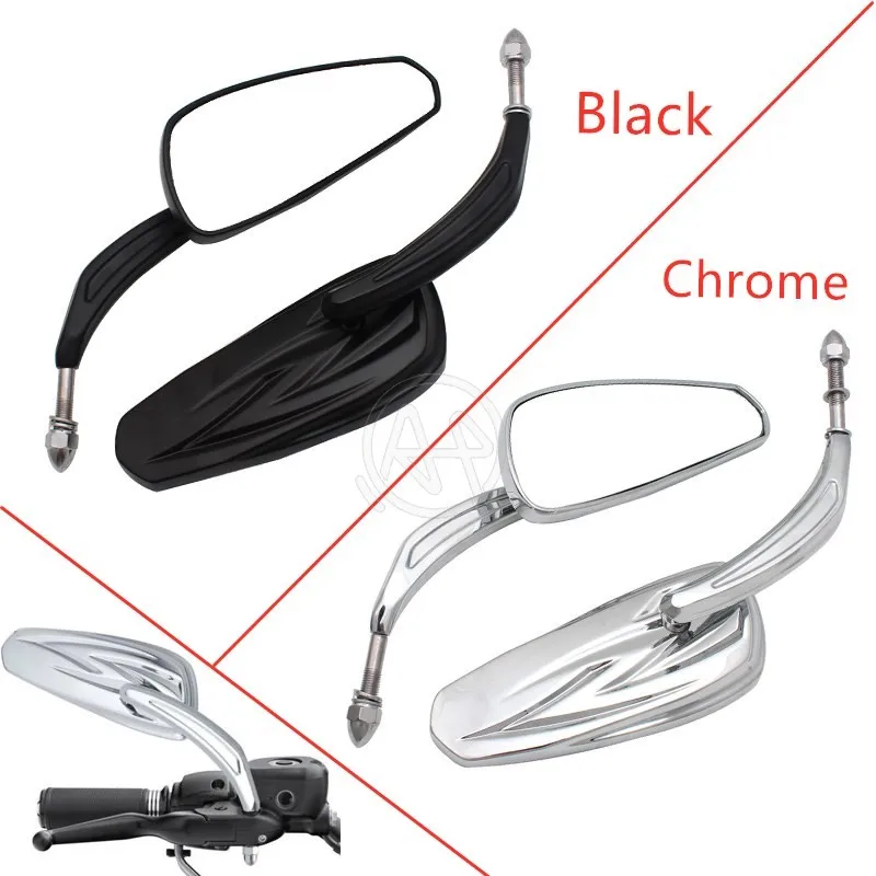 

Black/Chrome Motorcycle Rear View Mirrors 8mm Case for Harley Road King Classic XL1200C XL1200L 883 FLHXS FLHR Fat Boy FLRT